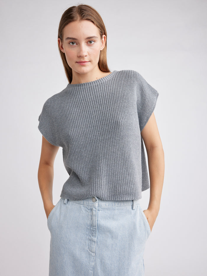 Self Contrast Gillian Crop Sweater Tee