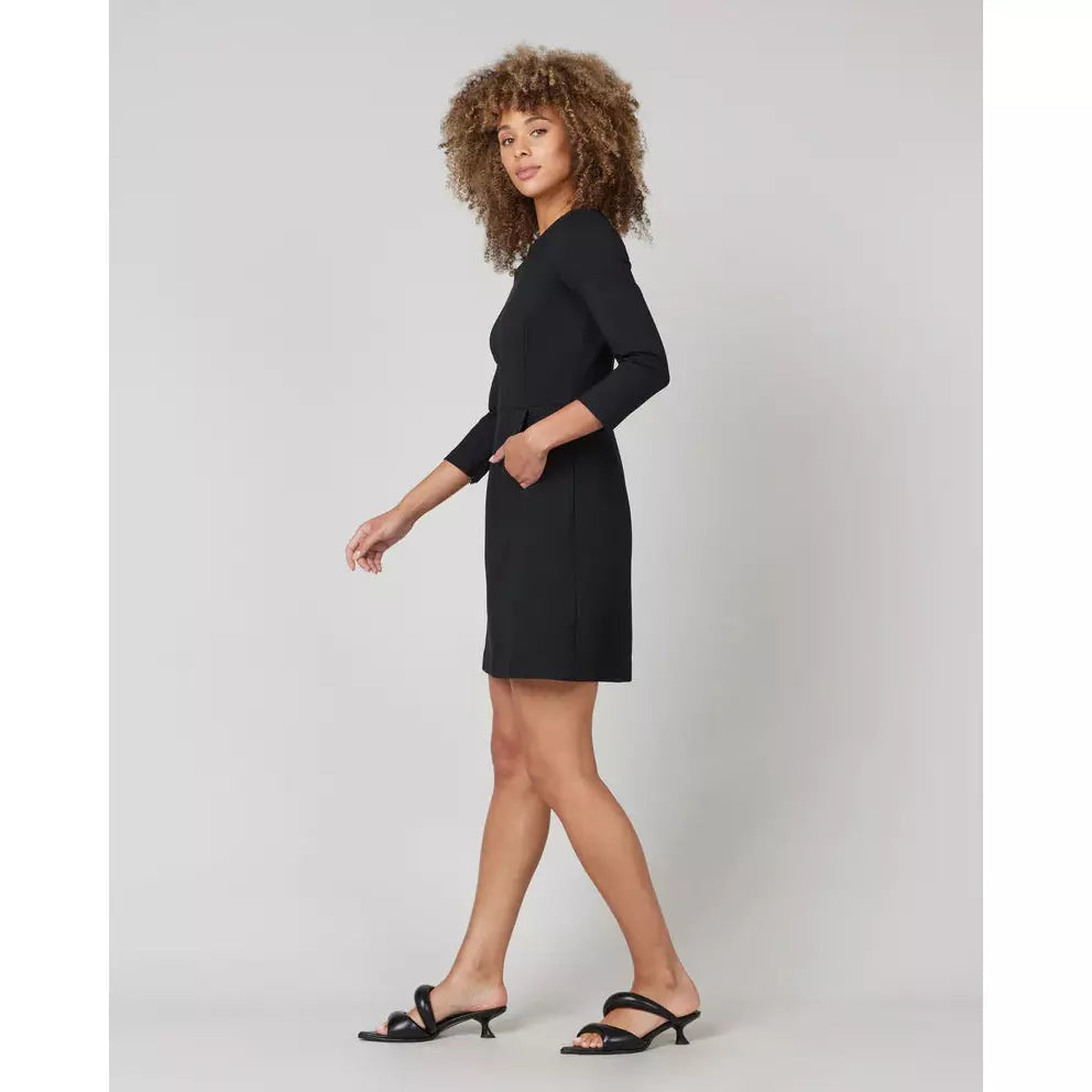 💚 SPANX The Perfect A-line 3/4 Sleeve Dress - Black