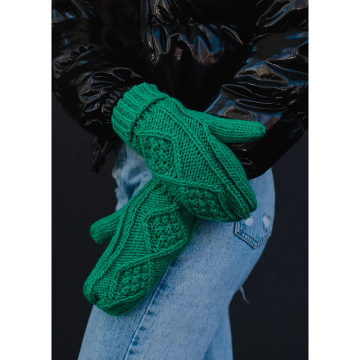 Panache Green Cable Knit Mittens