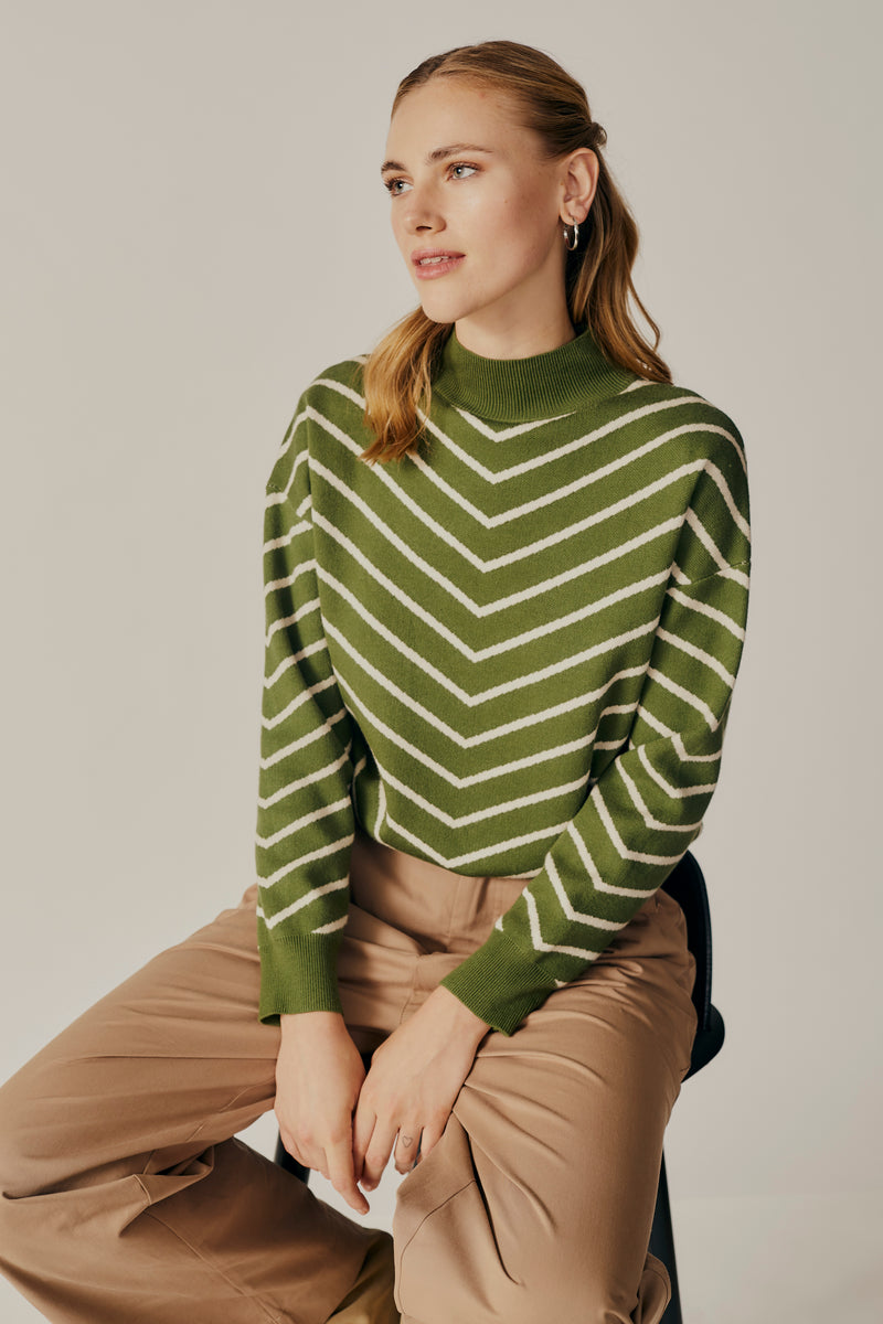 Deluc Weigela Striped Turtleneck Sweater