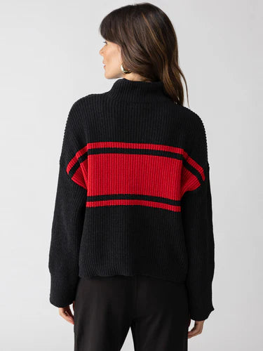 Sanctuary Stay Cozy Sweater - Black/Red Stripe