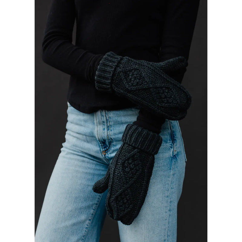 Panache Charcoal Cable Knit Mittens