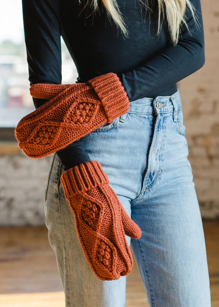 Panache Rust Cable Knit Mittens