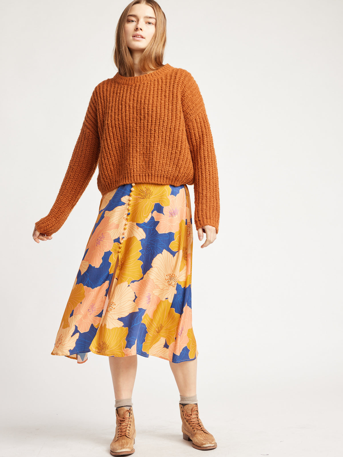 Self Contrast Darla Sweater - Pumpkin