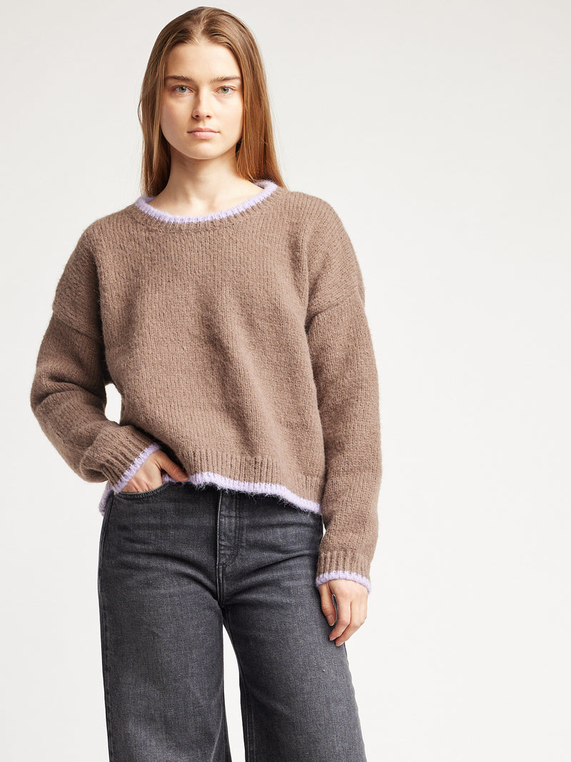 Self Contrast Darla Sweater - Mushroom/Lilac