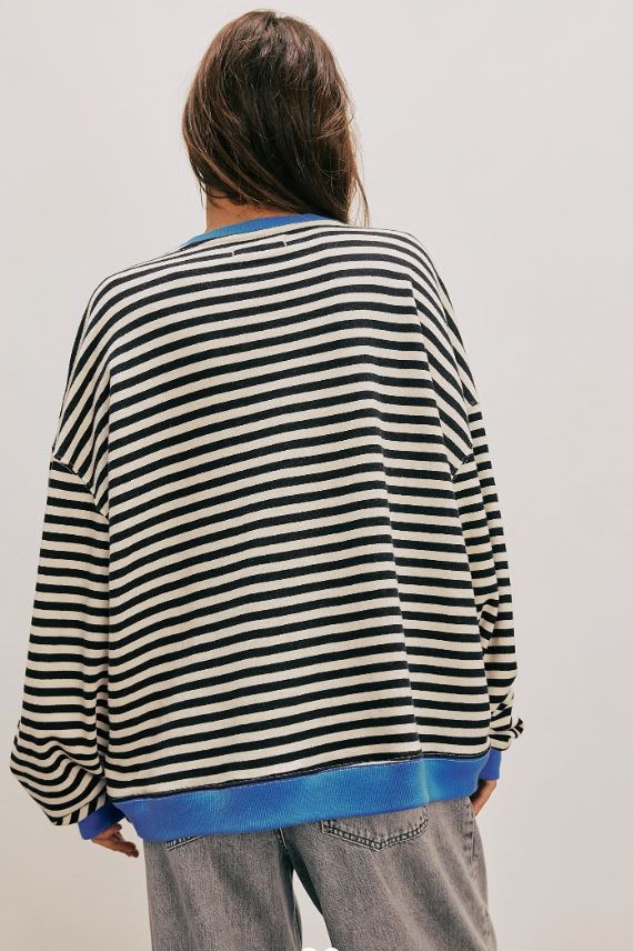 Free People Classic Striped Oversized Crewneck