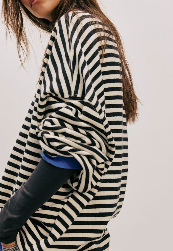 Free People Classic Striped Oversized Crewneck