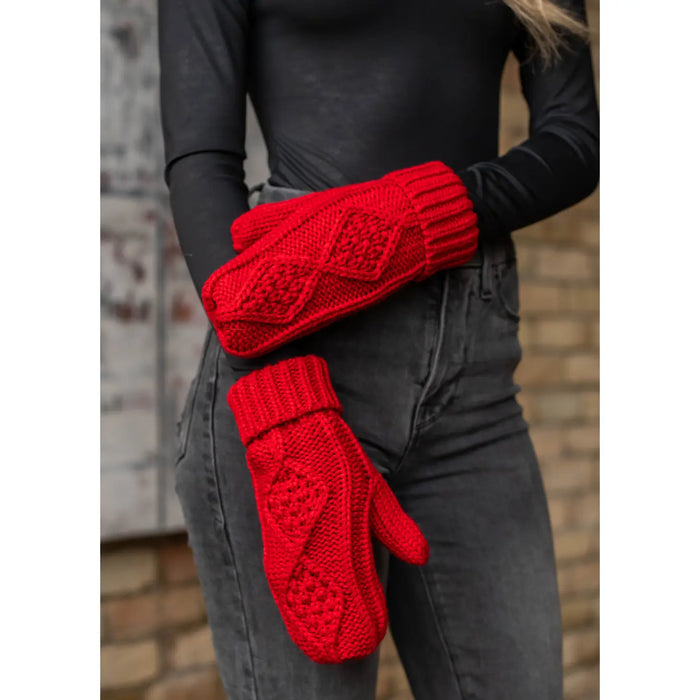 Panache Red Cable Knit Mittens
