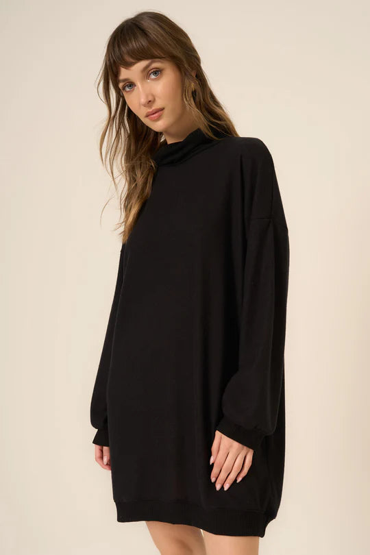 Project Social T Kai Funnel Neck Cozy Dress - Black