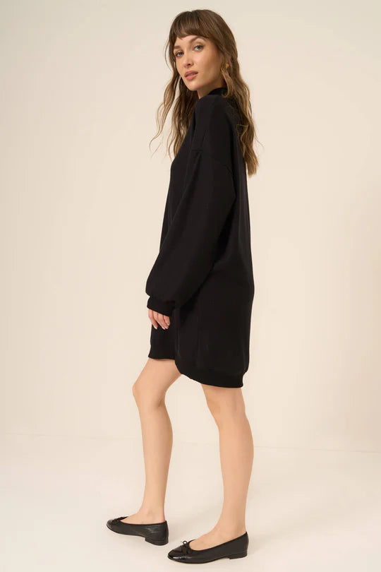 Project Social T Kai Funnel Neck Cozy Dress - Black