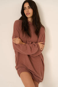 Project Social T Kai Funnel Neck Cozy Dress - Gingerbread