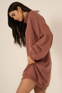 Project Social T Kai Funnel Neck Cozy Dress - Gingerbread