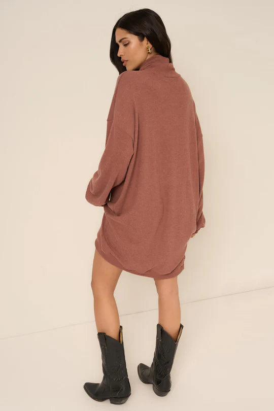 Project Social T Kai Funnel Neck Cozy Dress - Gingerbread