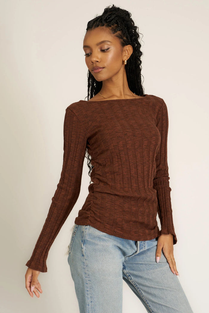 Project Social T Sanna Boat Neck Sweater - Russett Brown