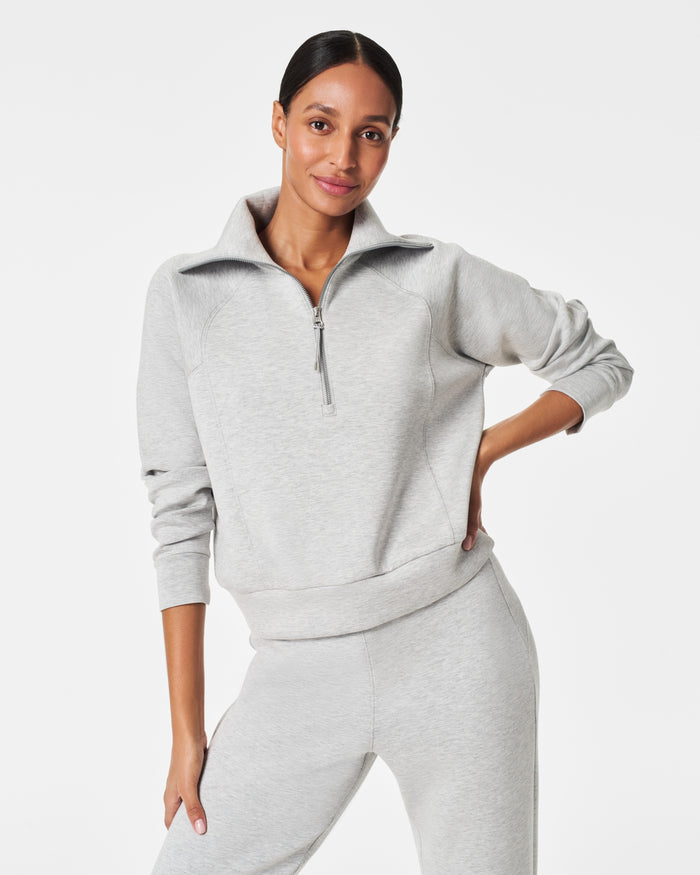 Spanx AirEssentials Half Zip - Light Heather Grey