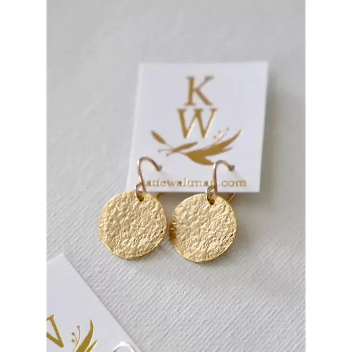 Katie Waltman Thin Hammered Disc Earrings - Gold