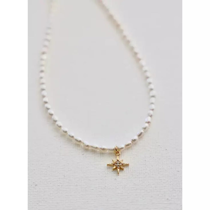 Katie Waltman Starburst and Rice Pearl Necklace
