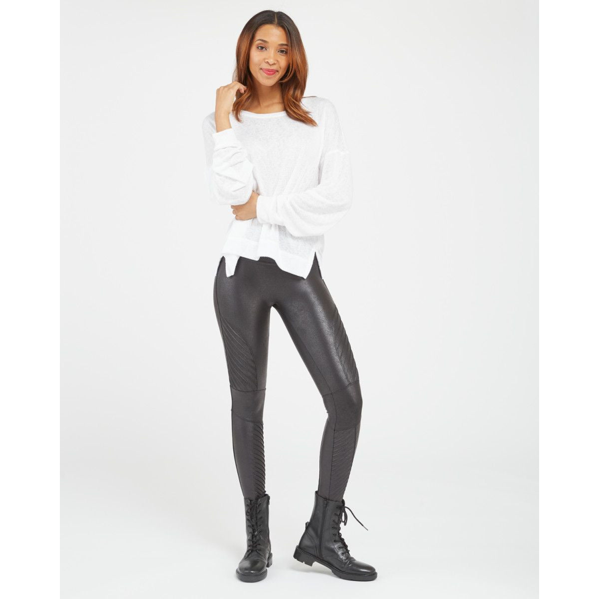 SPANX, Pants & Jumpsuits, Spanx Black Faux Leather Leggings Medium Petite