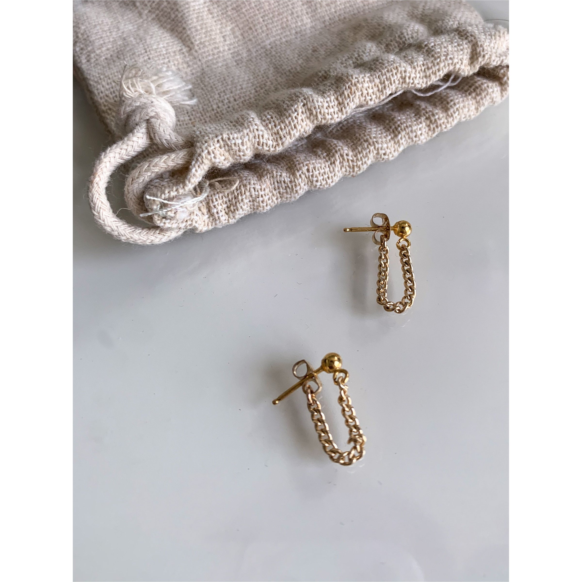 CURB CHAINED TOGETHER EARRINGS